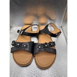 Bellanie Black Strappy Studded‎ Flat Slide Sandals Youth Big Kids Size 3
